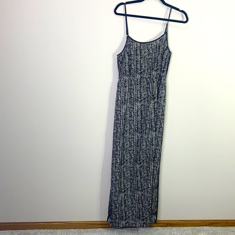 Loft black cream boho summer maxi dress medium (G1)